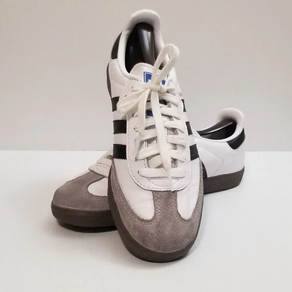 adidas Samba OG Shoes Mens 8 White Black Gum B75806 Lifestyle Street Casual EUC